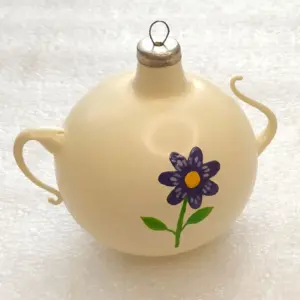 Vintage Glass Christmas Tree USSR Ornament Unique Restoration Decor Teapot