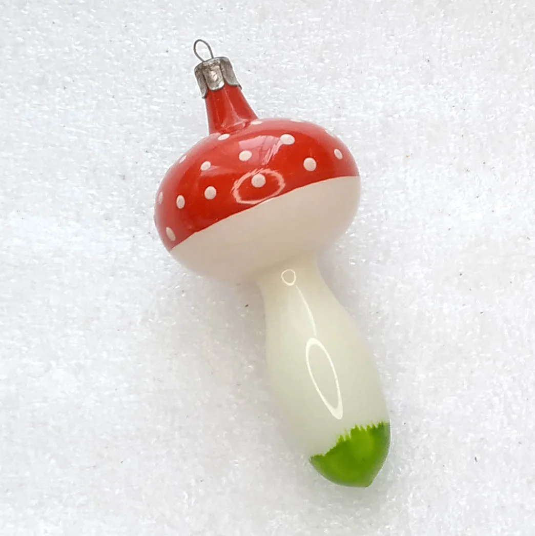 Vintage Glass Christmas Tree USSR Ornament Restoration Decor Mushroom