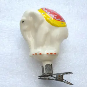 Vintage Glass Christmas Tree USSR Ornament Unique Decor Elephant