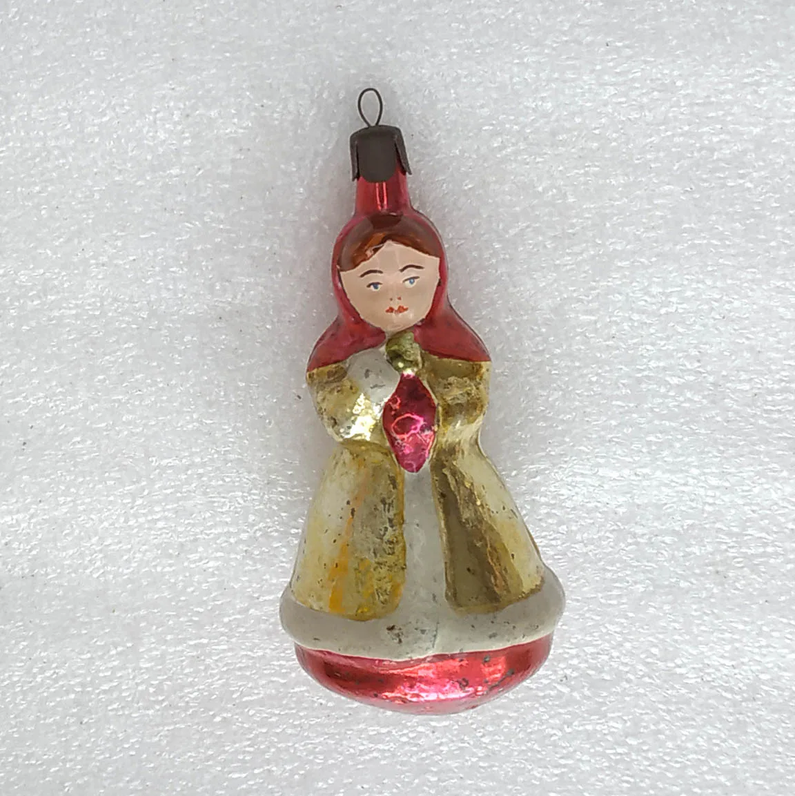 Vintage Silver Glass Christmas USSR Ornament Antique Decor Girl