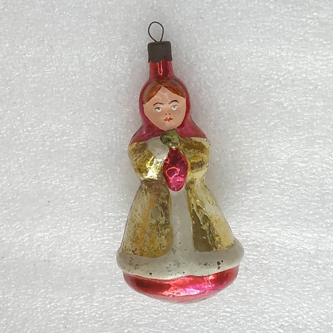 Vintage Silver Glass Christmas USSR Ornament Antique Decor Girl