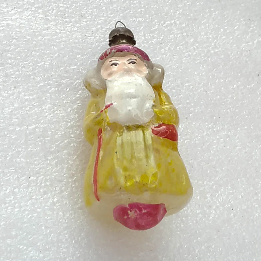 Vintage Mercury Glass Christmas USSR Ornament Antique Old Santa