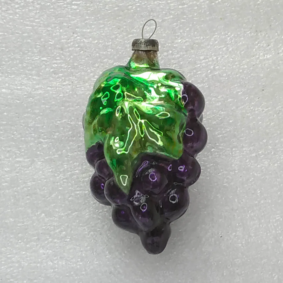 Vintage Glass Christmas Tree USSR Ornament Unique Restoration Decor Grape