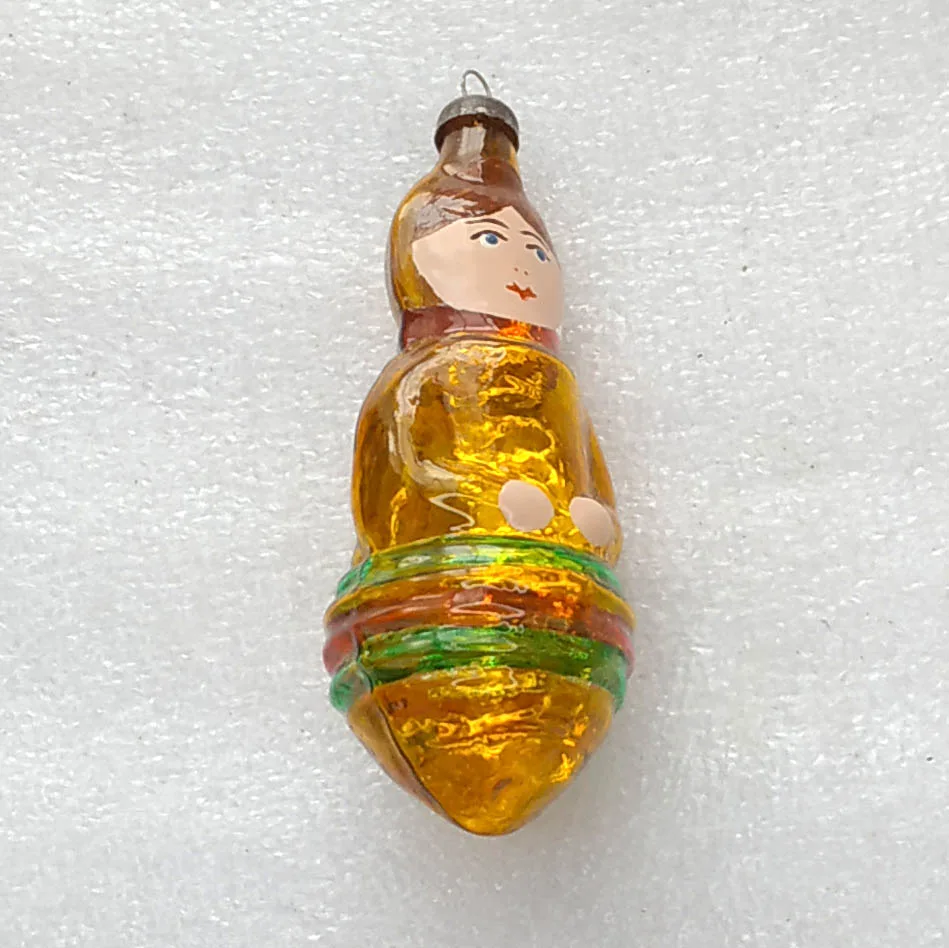 Vintage Silver Glass Christmas Tree Ornament Unique Restoration Decor Girl