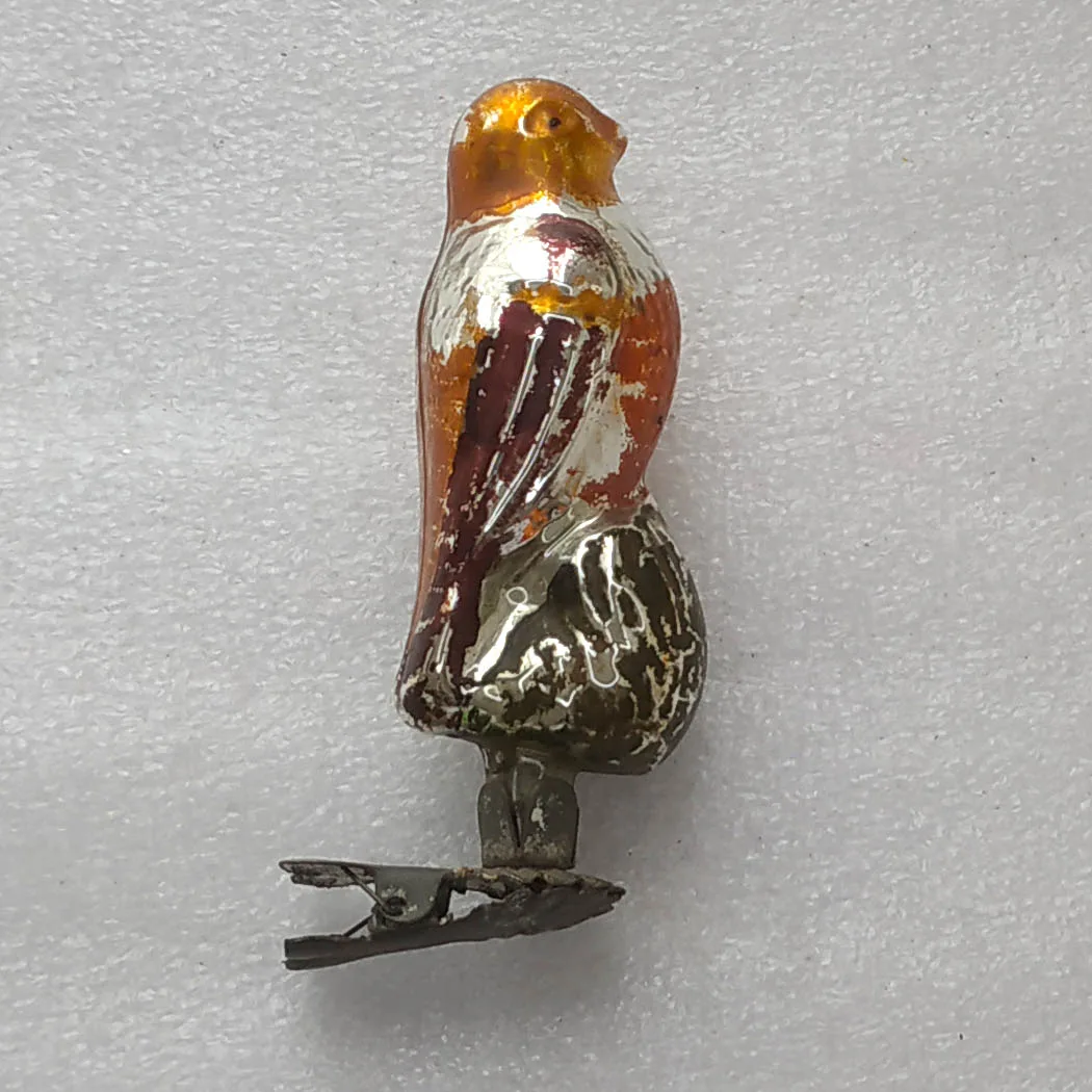 Vintage Mercury Glass Christmas USSR Ornament Antique Old Bird