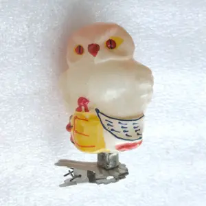 Vintage Glass Christmas USSR Ornament Antique Owl