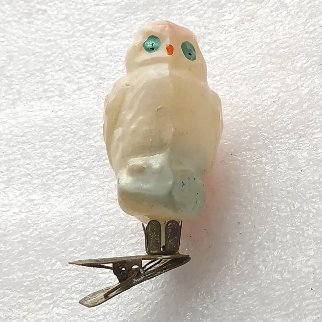 Vintage Glass Christmas USSR Ornament Antique Old Owl