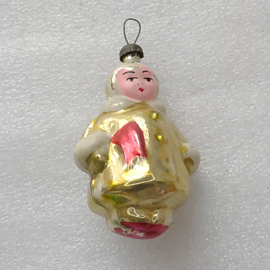 Vintage Mercury Glass Christmas USSR Ornament Antique Girl