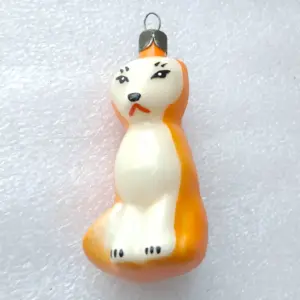 Vintage Glass Christmas Tree USSR Ornament Unique Restoration Decor Fox