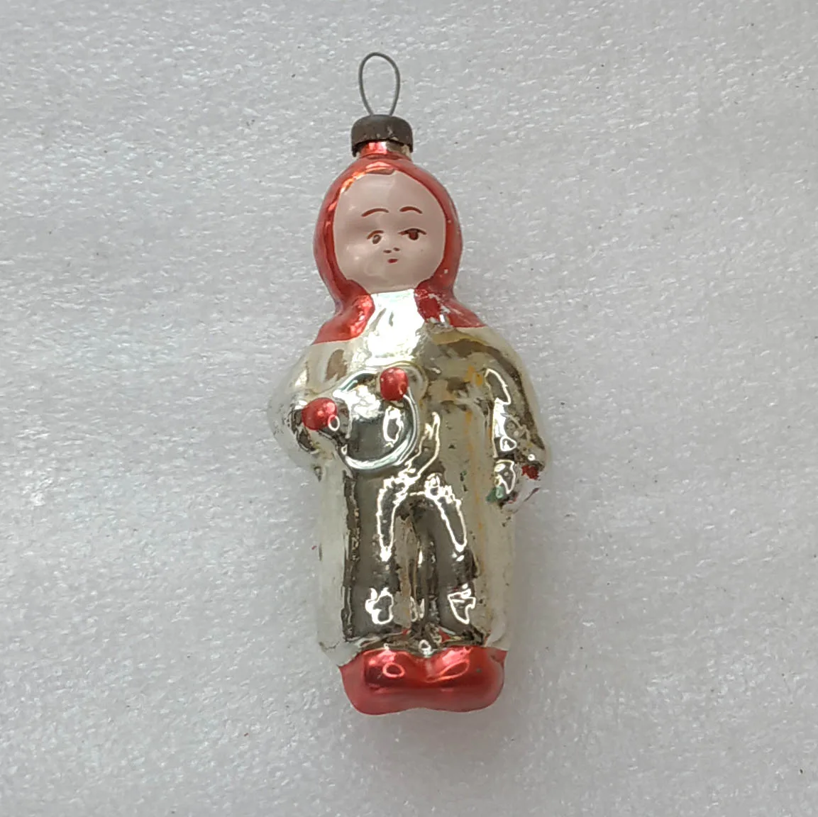 Vintage Mercury Glass Christmas USSR Ornament Antique Boy
