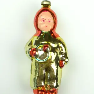 Vintage USSR Silver Glass Christmas Tree Ornament Baby with a Toy