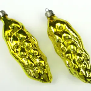 Set of 2 Vintage USSR Silver Glass Christmas Tree Ornament Decor Ears of Wheat