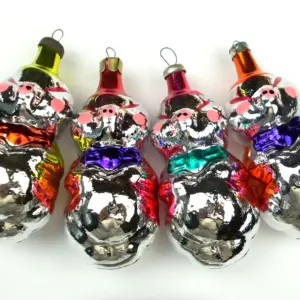 Set of 4 Vintage Glass Christmas Ornaments Pigs