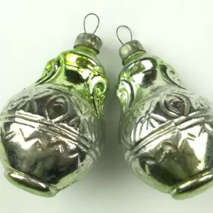 Set of 2 Antique Vintage Glass Christmas Ornaments Jugs