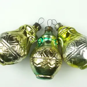 Set of 3 Vintage Glass Christmas Ornaments Jugs