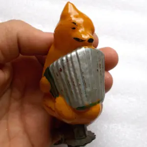 Vintage USSR Glass Christmas Tree Ornament Bear Accordion