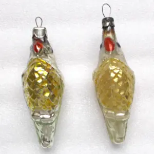 Set of 2 Vintage Glass Christmas Ornaments Old Parrots