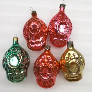Set of 5 Antique Vintage Glass Christmas Ornaments