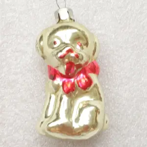 Vintage USSR Silver Glass Christmas Ornaments Puppy