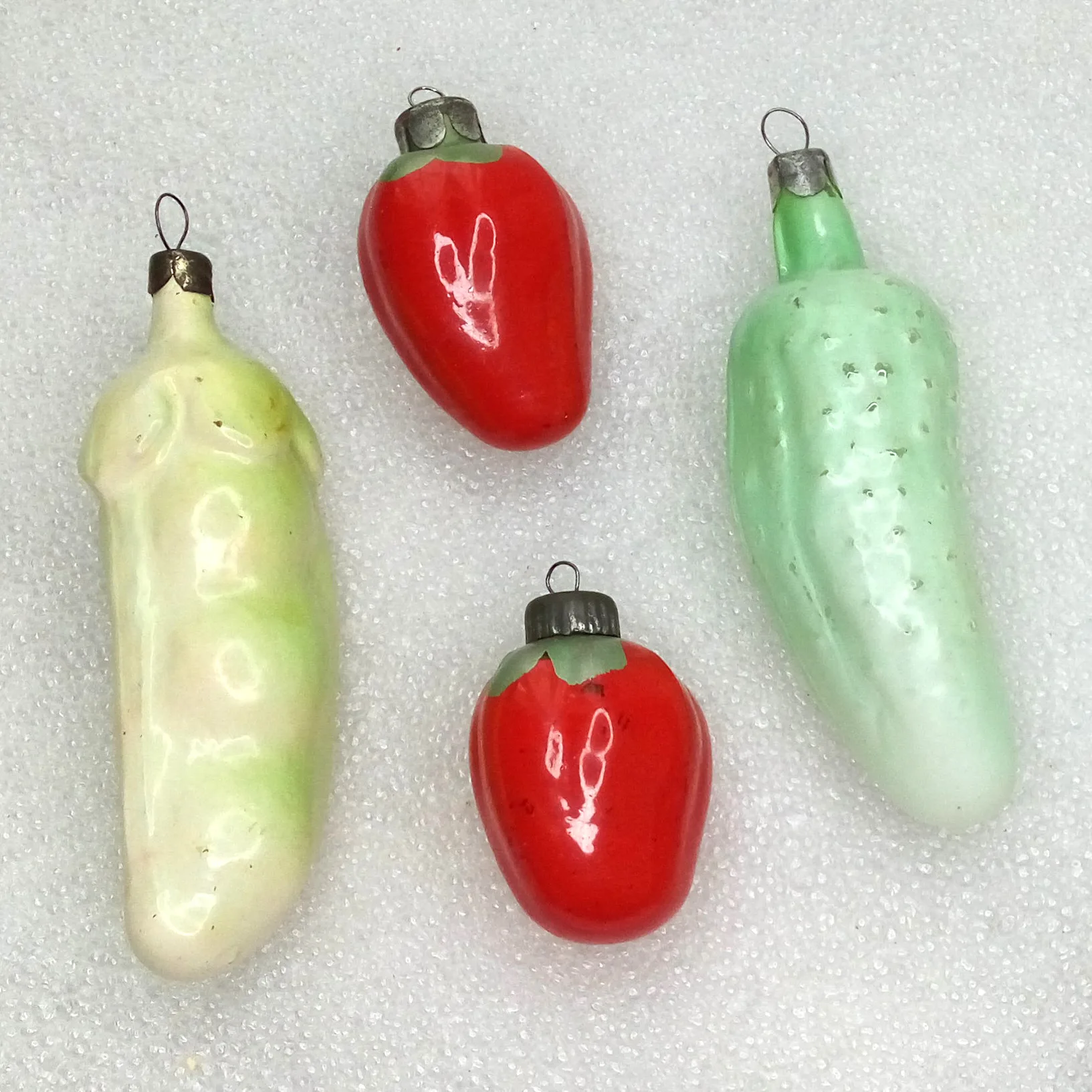 Set of 4 Antique Vintage Glass Christmas Ornaments Vegetables