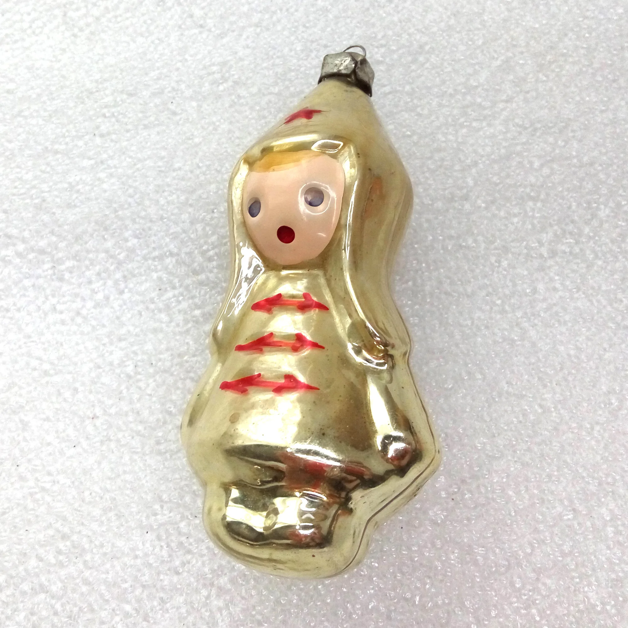 Antique Vintage Glass Christmas Ornament Red Army Boy