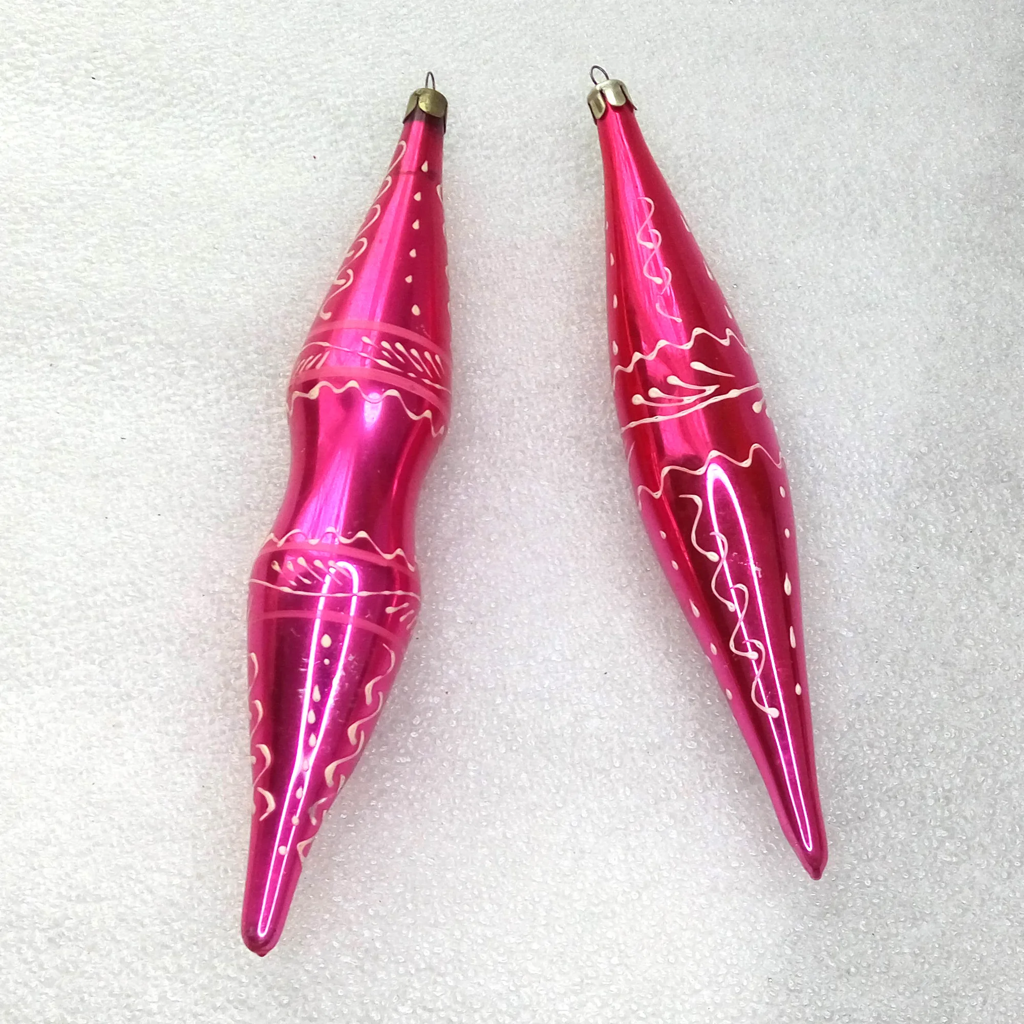 Set of 2 Antique Vintage Glass Christmas Ornament Icicles