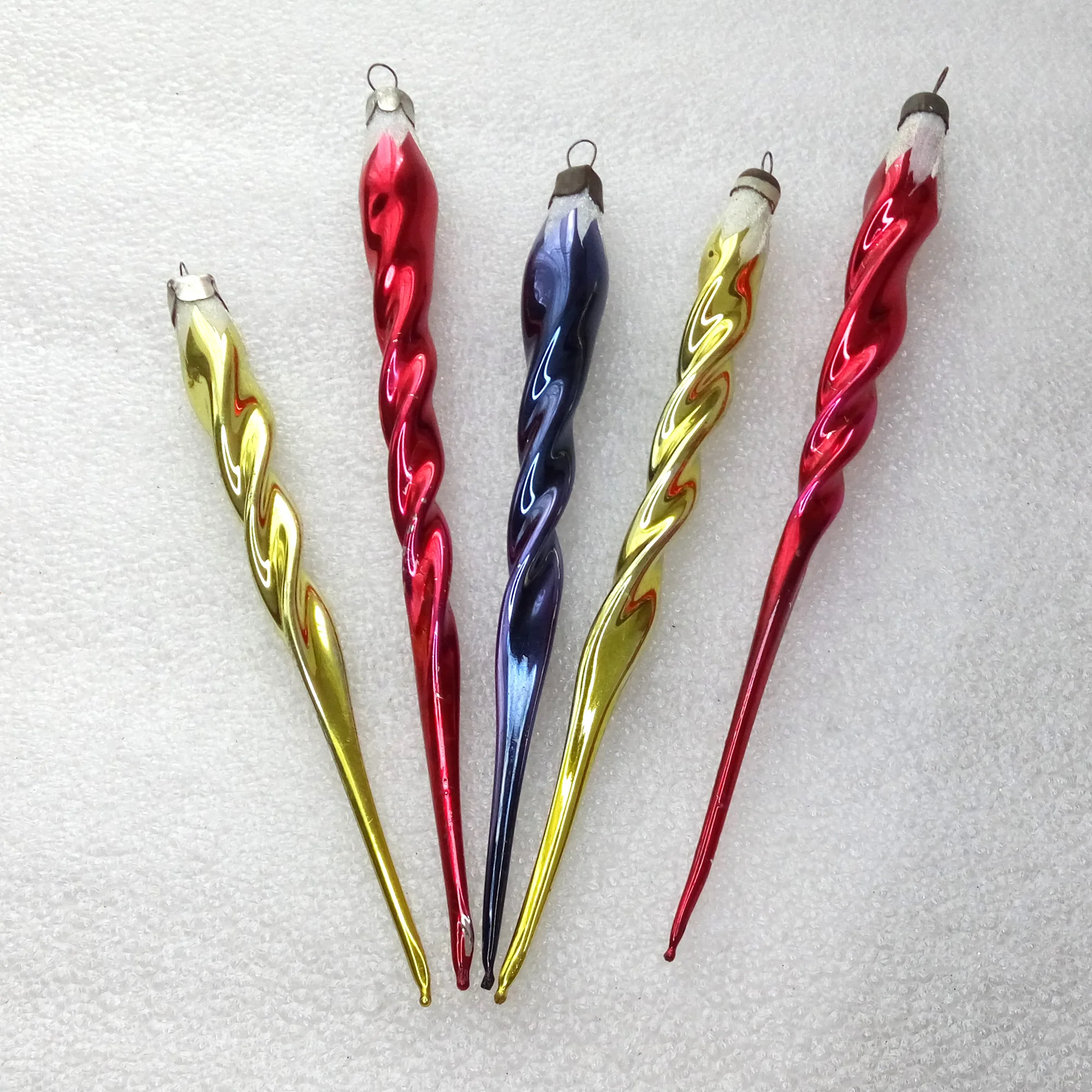 Set of 5 Antique Vintage Glass Christmas Ornament Icicles