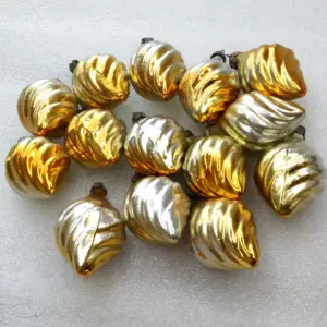Set of 14 Antique Vintage Glass Christmas Ornaments Cones