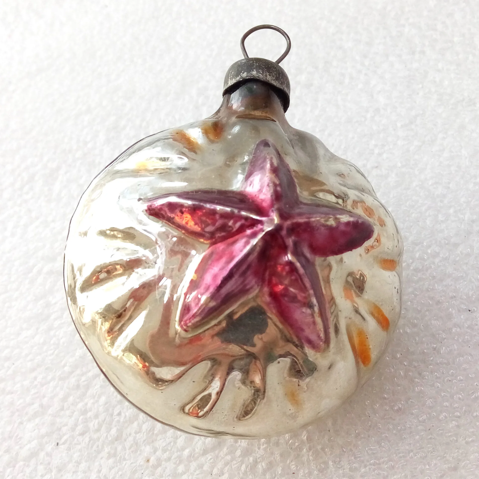 Old Antique Vintage Glass Christmas Ornament Red Star